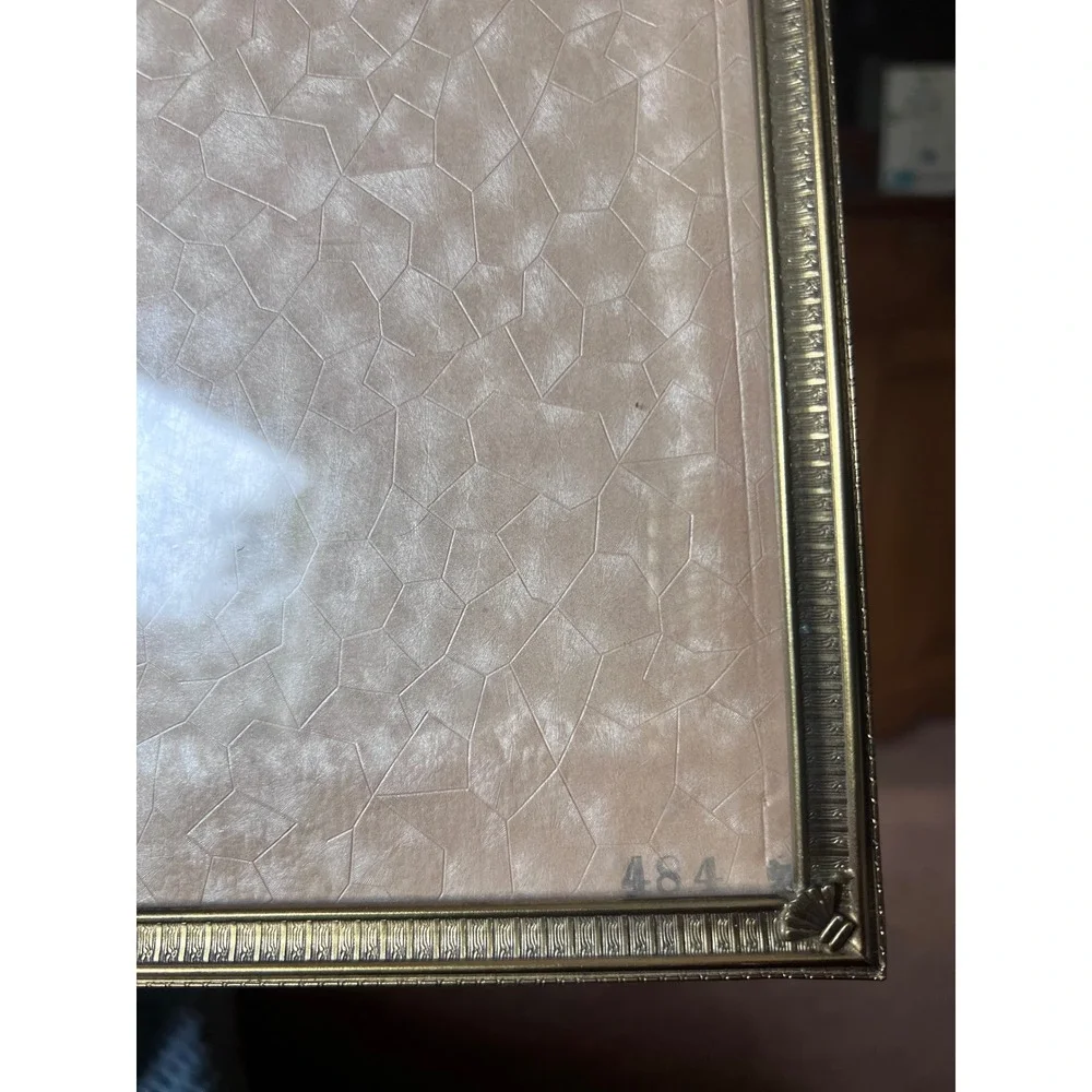 Vintage Brass Tone Picture Frame Shell Corners Heart Finial Wall Hanging